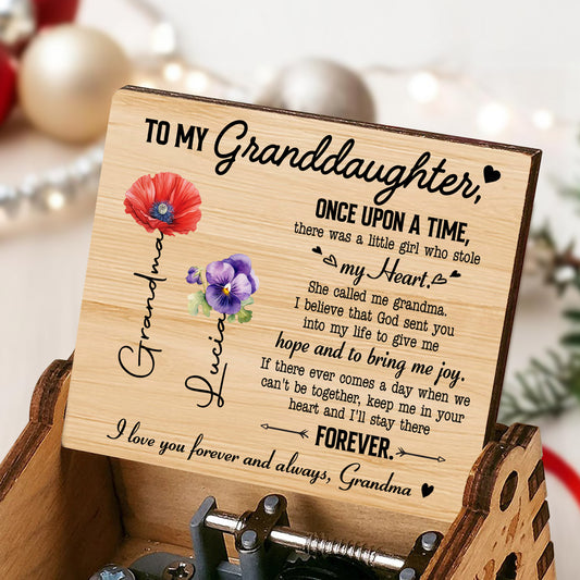 Granddaughter Heartfelt Message With Flowers Music Box