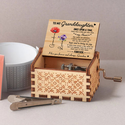 Granddaughter Heartfelt Message With Flowers Music Box