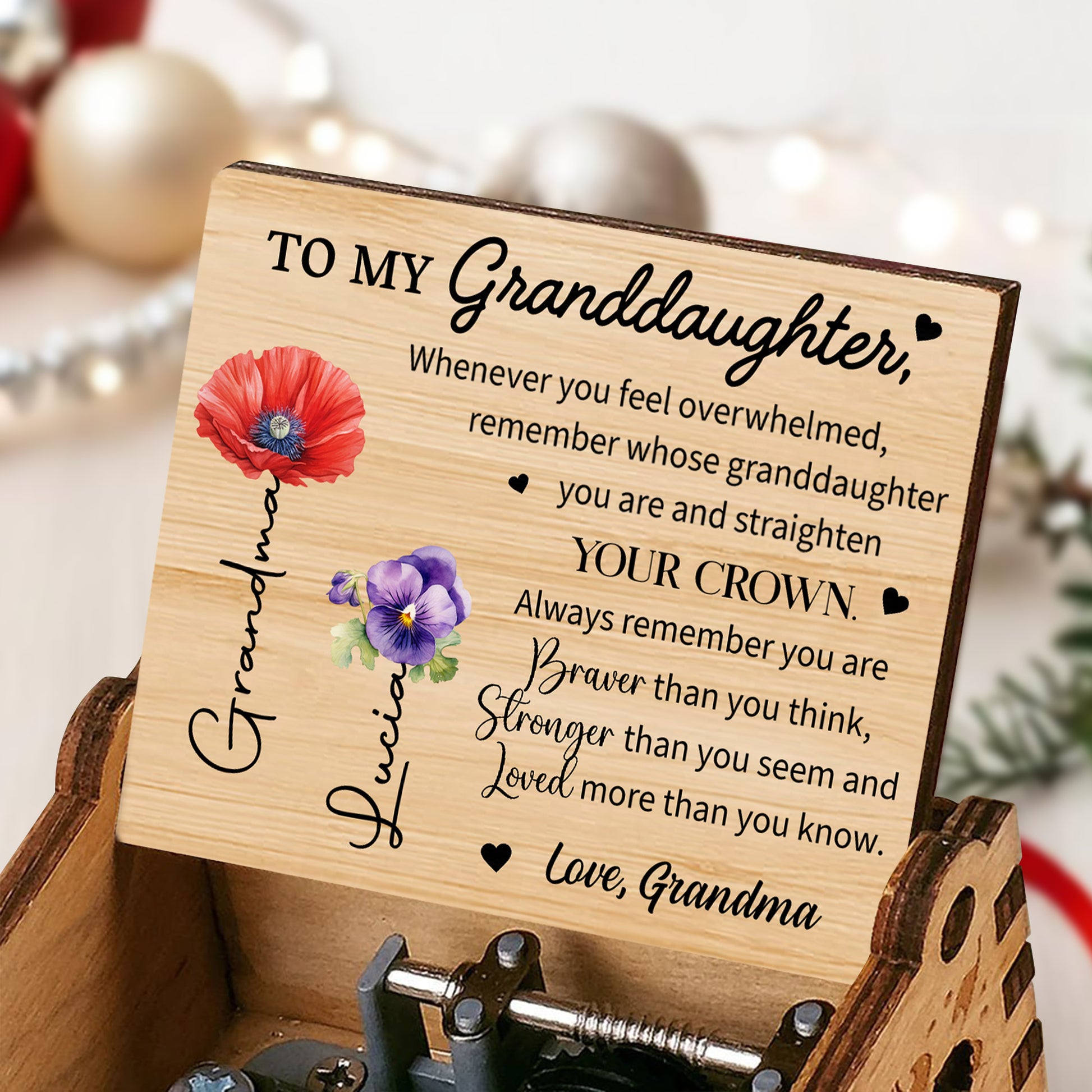 To My Granddaughter Crown and Flowers Custom