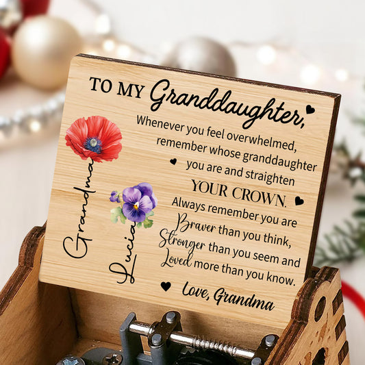 To My Granddaughter Crown and Flowers Custom