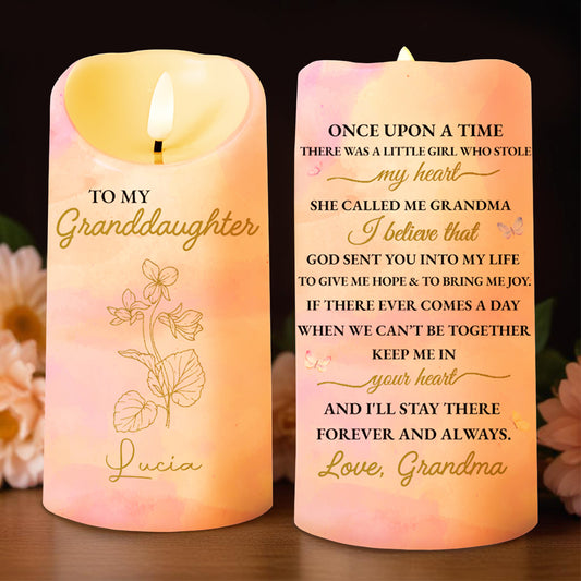 To My Granddaughter Love Grandma LED Candle With Flowers