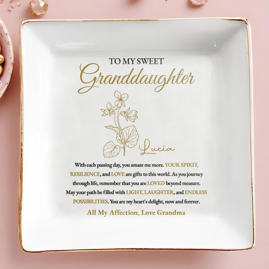Sweet Granddaughter Love and Light Personalized Ceramic Dish