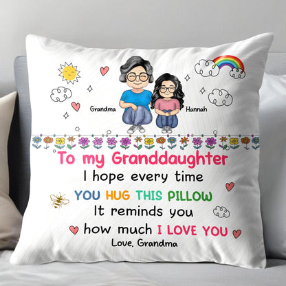 To My Granddaughter Love Reminder With Flowers And Rainbow