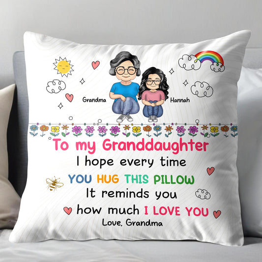 To My Granddaughter Love Reminder With Flowers And Rainbow
