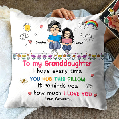 To My Granddaughter Love Reminder With Flowers And Rainbow