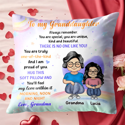 Unique Granddaughter Love and Support Pillow With Rainbow and Stars