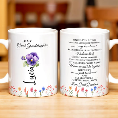 To My Great Granddaughter, Once Upon A Time, Flowers and Hearts
