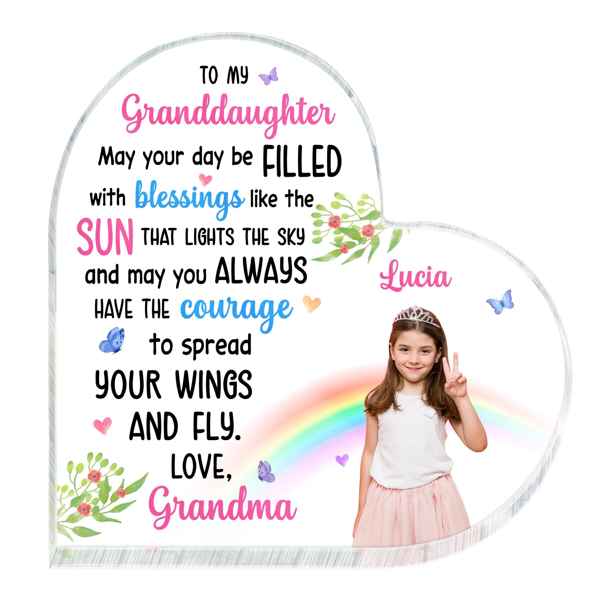 To My Granddaughter Love Grandma, Rainbow and Butterflies Gift