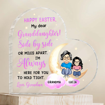 Happy Easter, My Dear Granddaughter, Moon and Stars, Two People Sitting