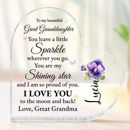 To My Beautiful Great Granddaughter, You Leave a Little Sparkle, Flowers And Butterflies