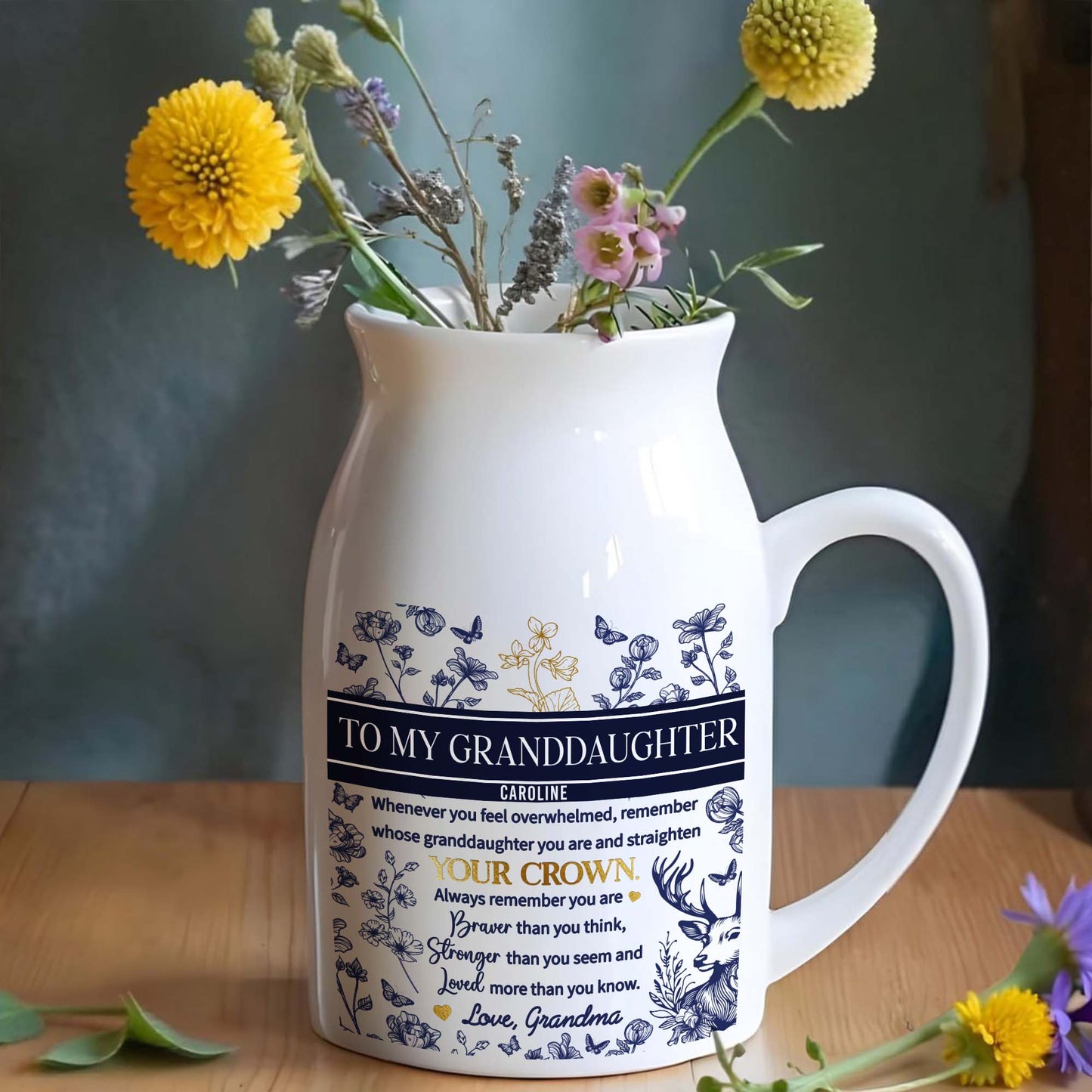 To My Granddaughter, Whenever You Feel Overwhelmed, Remember Whose Granddaughter You Are, Flowers And Deer