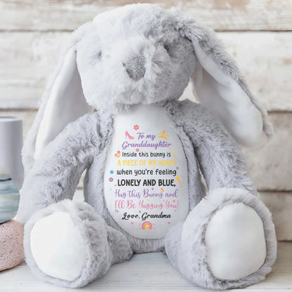 To My Granddaughter, Inside This Bunny Is A Piece Of My Heart, Stuffed Bunny - Personalized Stuffed Bunny - GDT267_BUN
