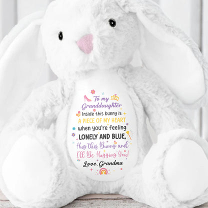 To My Granddaughter, Inside This Bunny Is A Piece Of My Heart, Stuffed Bunny - Personalized Stuffed Bunny - GDT267_BUN