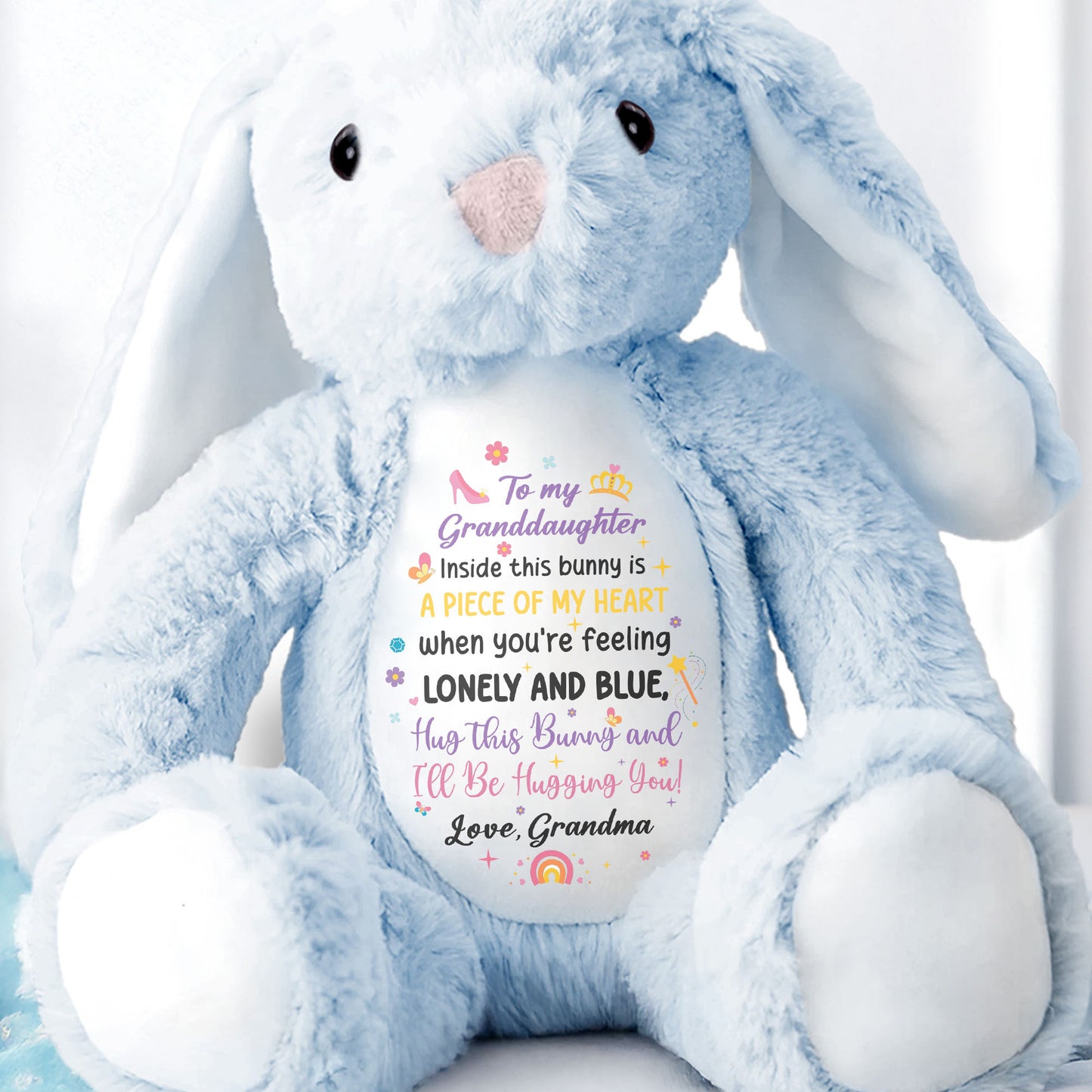To My Granddaughter, Inside This Bunny Is A Piece Of My Heart, Stuffed Bunny - Personalized Stuffed Bunny - GDT267_BUN
