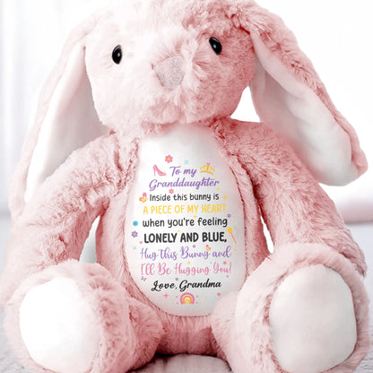 To My Granddaughter, Inside This Bunny Is A Piece Of My Heart, Stuffed Bunny - Personalized Stuffed Bunny - GDT267_BUN