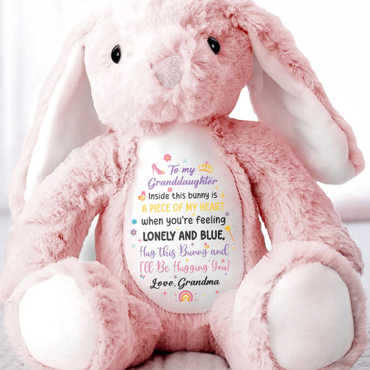 To My Granddaughter, Inside This Bunny Is A Piece Of My Heart, Stuffed Bunny - Personalized Stuffed Bunny - GDT267_BUN
