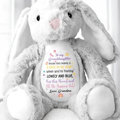 To My Granddaughter, Inside This Bunny Is A Piece Of My Heart, Stuffed Bunny - Personalized Stuffed Bunny - GDT267_BUN