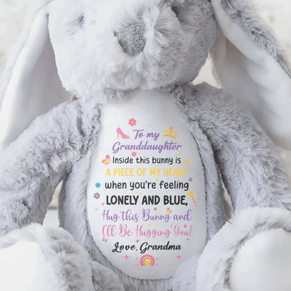 To My Granddaughter, Inside This Bunny Is A Piece Of My Heart, Stuffed Bunny - Personalized Stuffed Bunny - GDT267_BUN