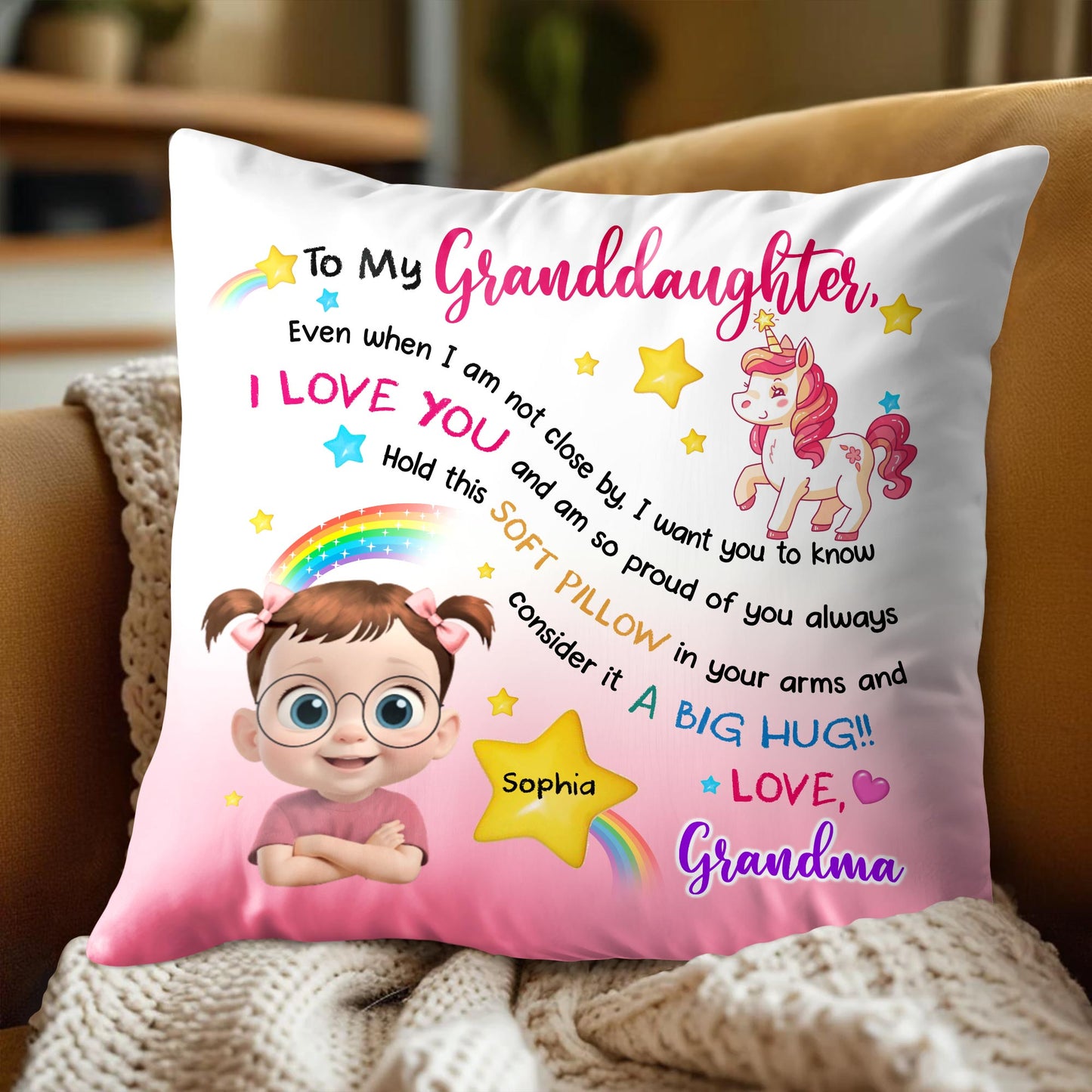 To My Granddaughter, Even when I am not close by, I want you to know I LOVE YOU, Unicorn and Rainbow