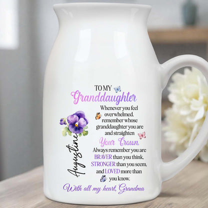 To My Granddaughter, Remember Whose Granddaughter You Are, Flowers, Crown, And Butterfly