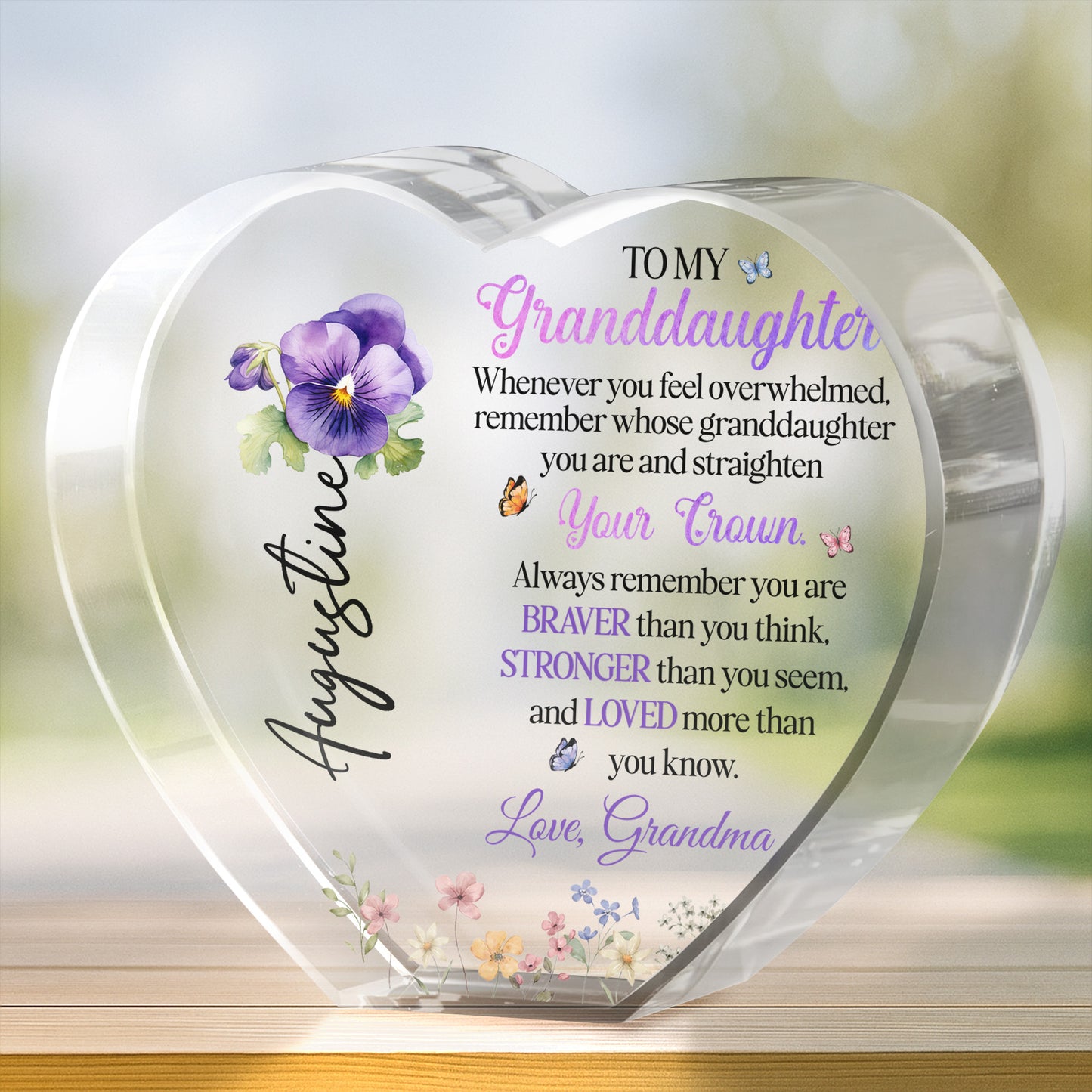 To My Granddaughter, Whenever You Feel Overwhelmed, Remember Whose Granddaughter You Are, Flowers and Crown