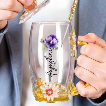 Personalized Enamel Flower Tea Cup Featuring Elegant Floral Design