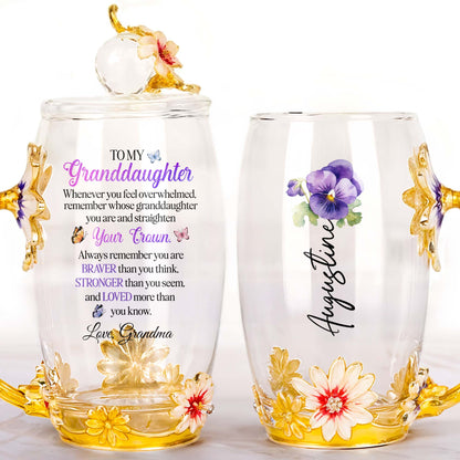 Personalized Enamel Flower Tea Cup Featuring Elegant Floral Design