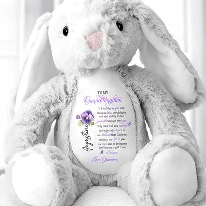 To My Granddaughter, If I Could Give You One Thing In Life, Stuffed Bunny And Flower - Personalized Stuffed Bunny - GDT272_BUN