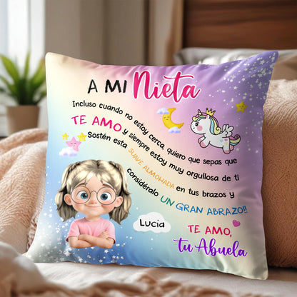 A Mi Nieta, Incluso Cuando No Estoy Cerca, Unicorn And Girl Pillow