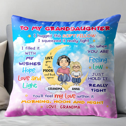 To My Granddaughter, I Hugged This Soft Pillow, Moon And Stars