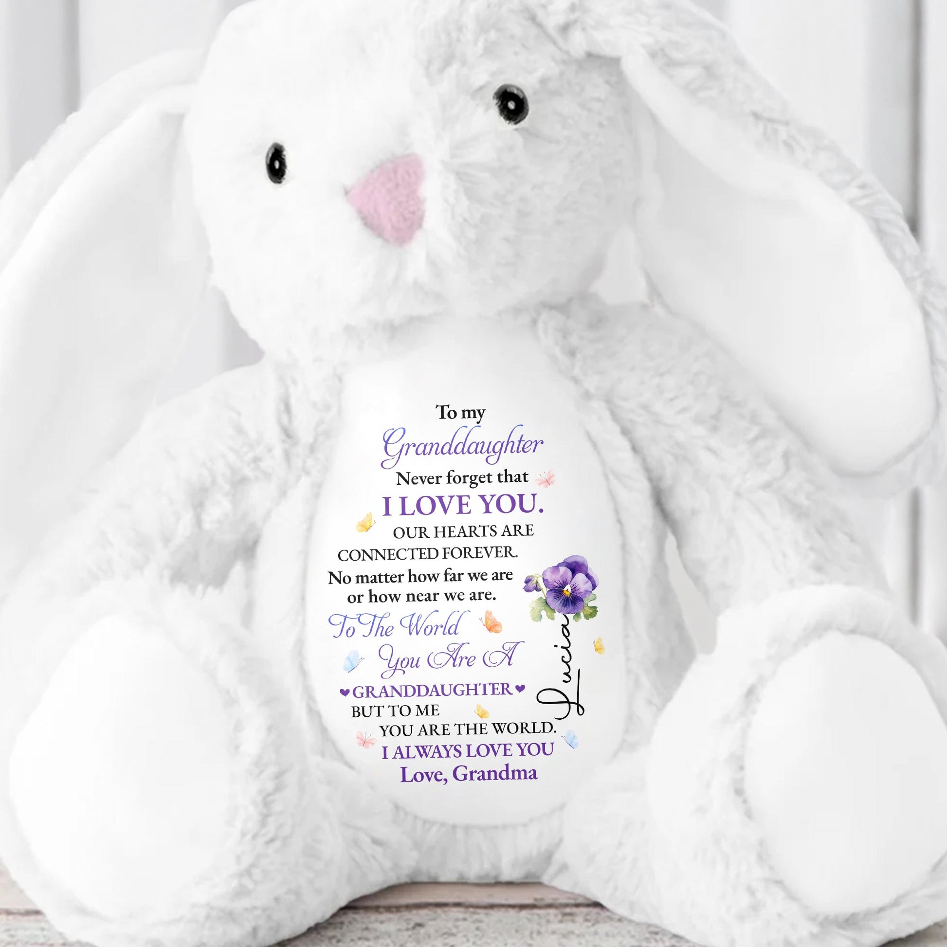 To My Granddaughter, Never Forget That I Love You, Bunny and Flowers