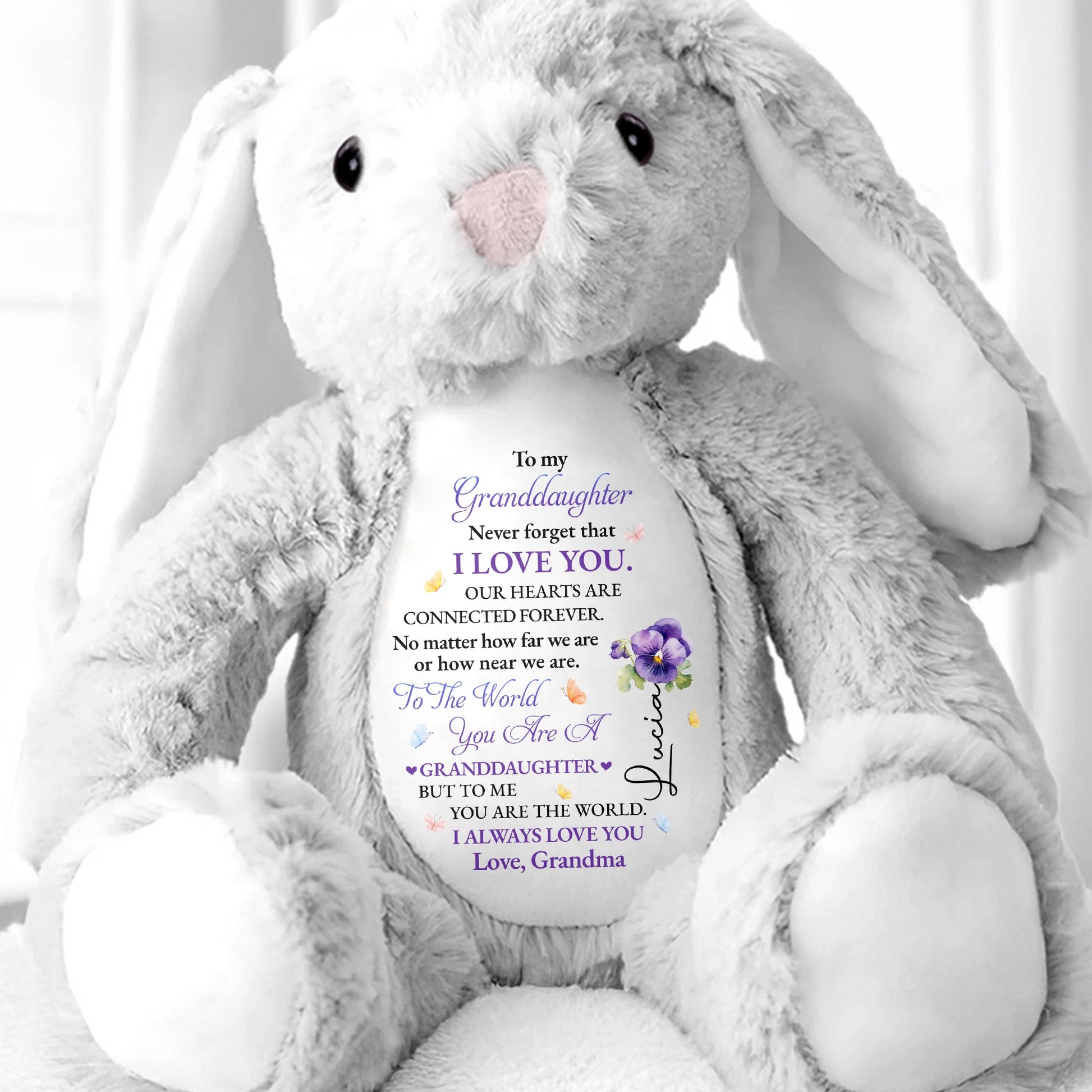 To My Granddaughter, Never Forget That I Love You, Bunny and Flowers
