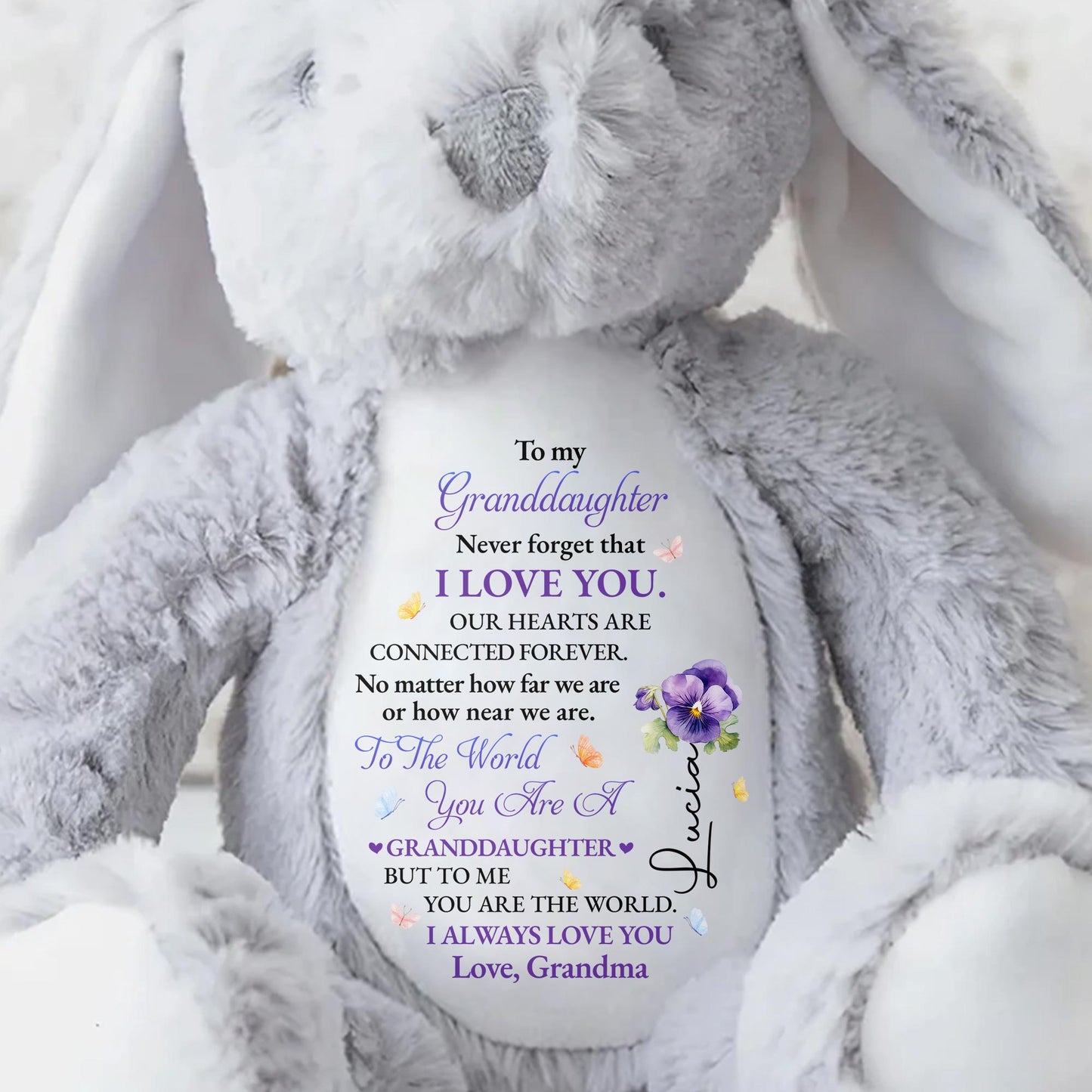 To My Granddaughter, Never Forget That I Love You, Bunny and Flowers