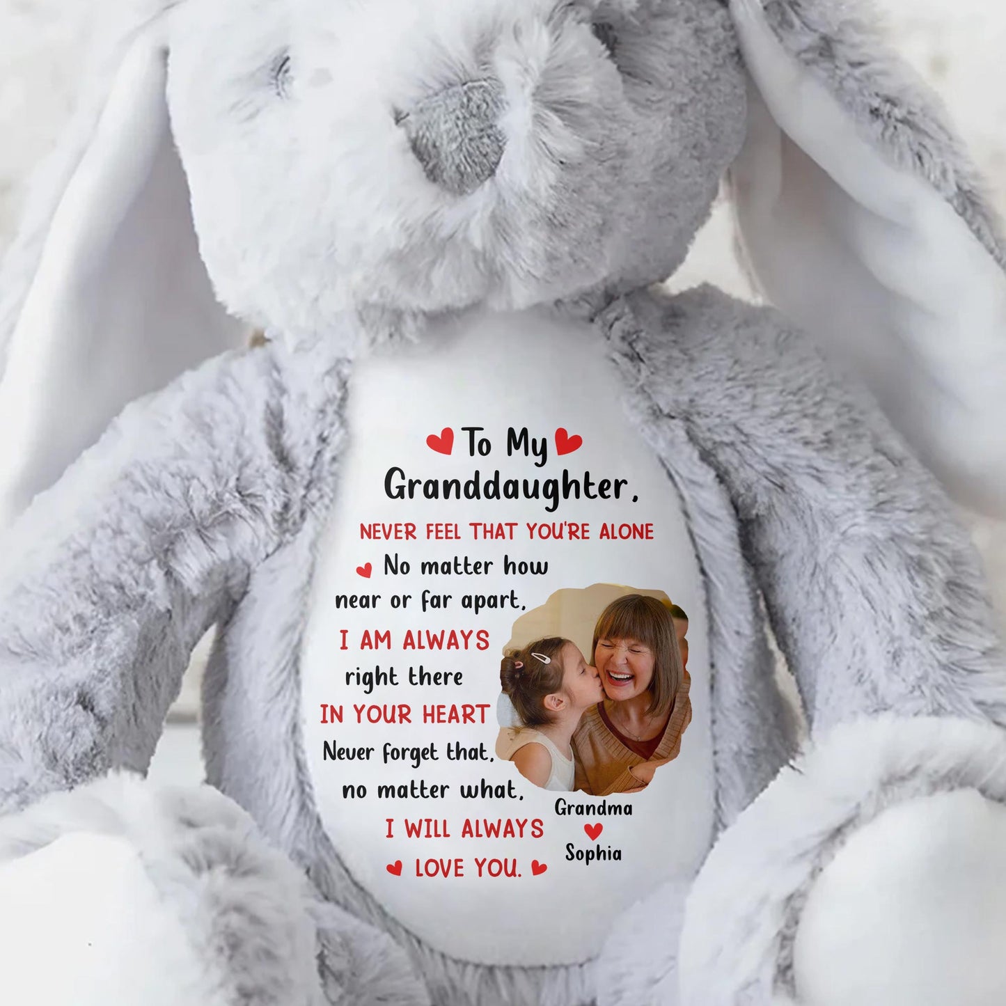 To My Granddaughter, Never Feel That You're Alone, Heart and Personalized Photo