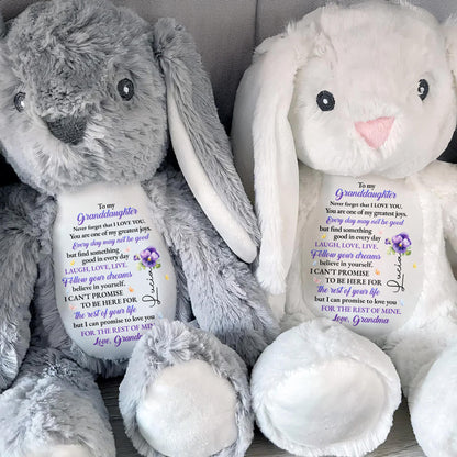 To My Granddaughter, Never Forget That I Love You, Stuffed Bunny And Flowers