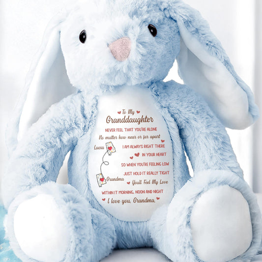 To My Granddaughter, Never Feel That You're Alone, Stuffed Bunny and Heart