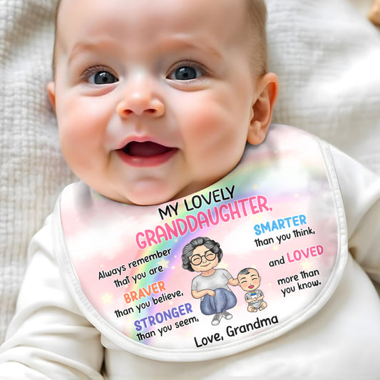 My Lovely Granddaughter, Always Remember That You Are Braver, Cartoon Grandmother and Rainbow