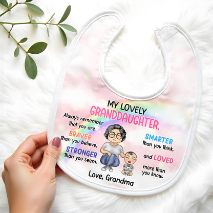 My Lovely Granddaughter, Always Remember That You Are Braver, Cartoon Grandmother and Rainbow