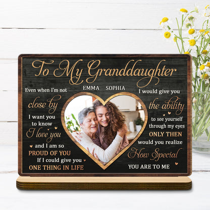 To My Granddaughter Love And Pride Heart-Shaped Photo Frame