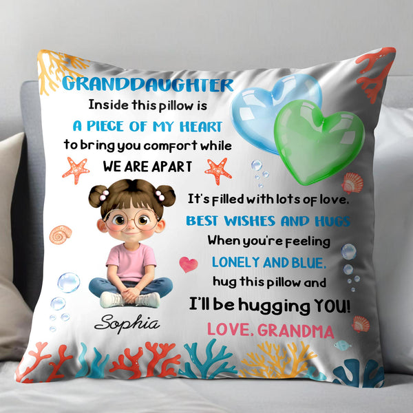 Inside This Pillow Is A Piece of My Heart, Heart, Girl, Coral