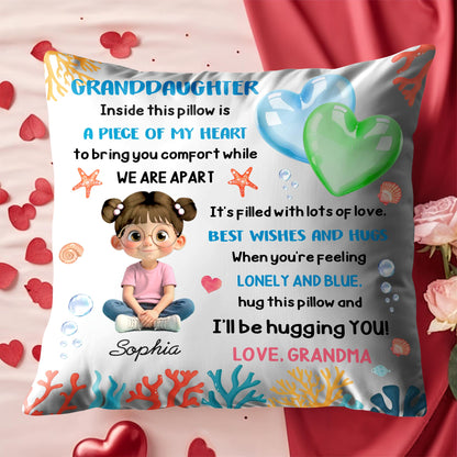 Inside This Pillow Is A Piece of My Heart, Heart, Girl, Coral