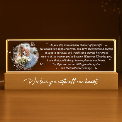 As You Step Into This New Chapter Of Your Life, Flowers And Hearts - Personalized LED Night Light With Wooden Base - GDT317_LEREC