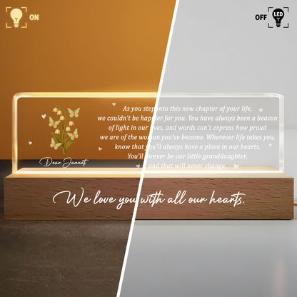 We Love You With All Our Hearts, Flowers and Hearts Design - Personalized LED Night Light With Wooden Base - GDT318_LEREC