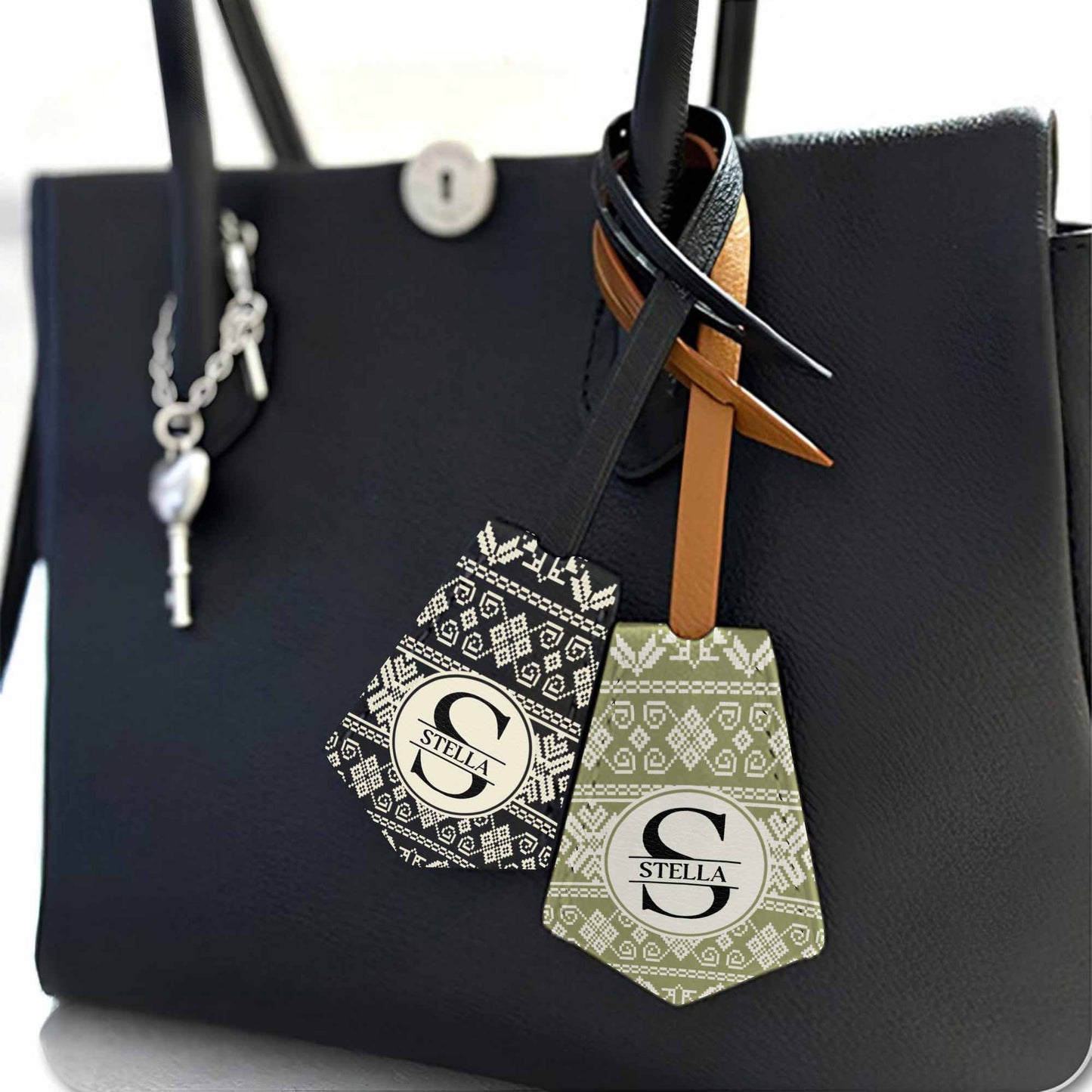 Customize This Chic Monochrome Handbag Tag