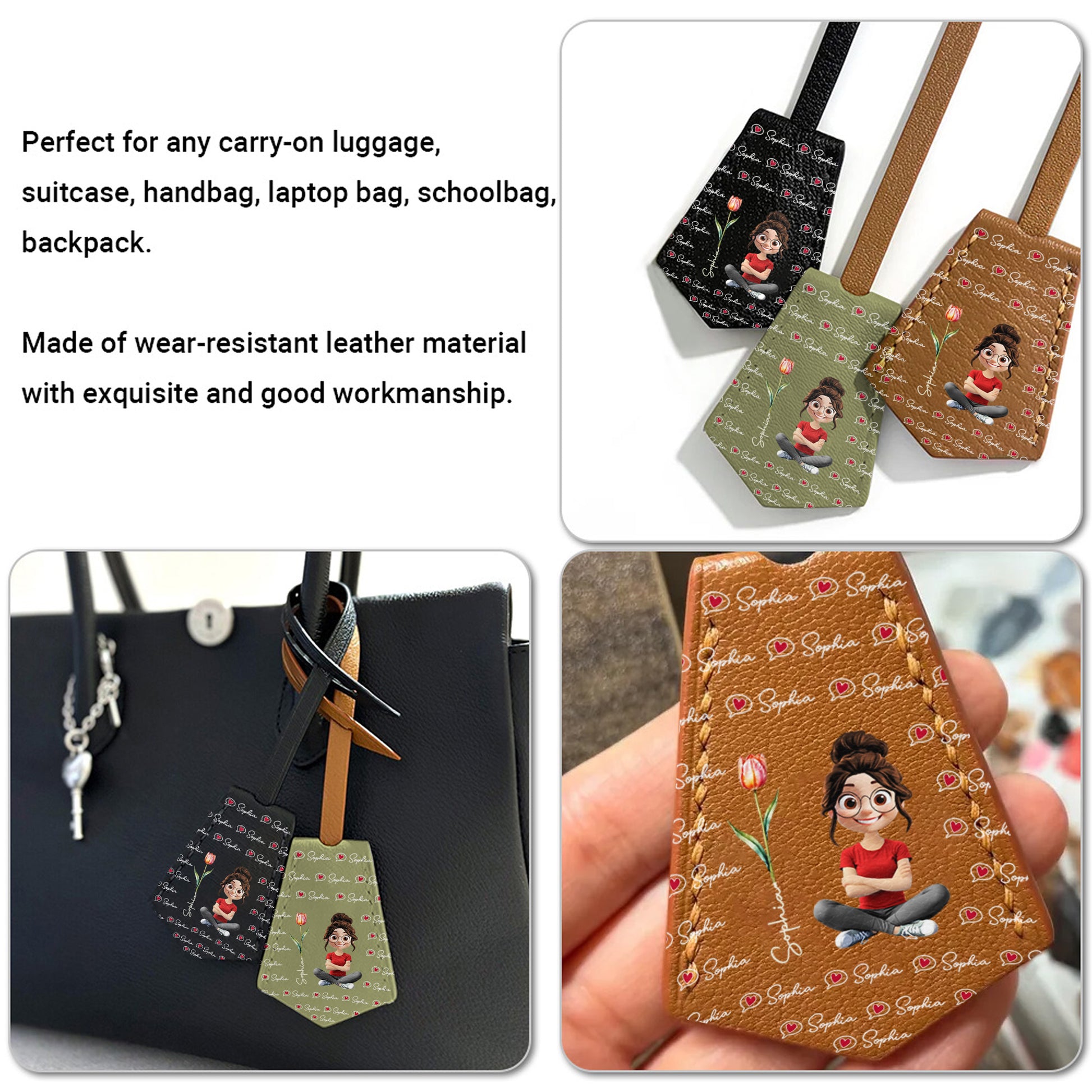 Personalized Tag With Hearts And Tulip