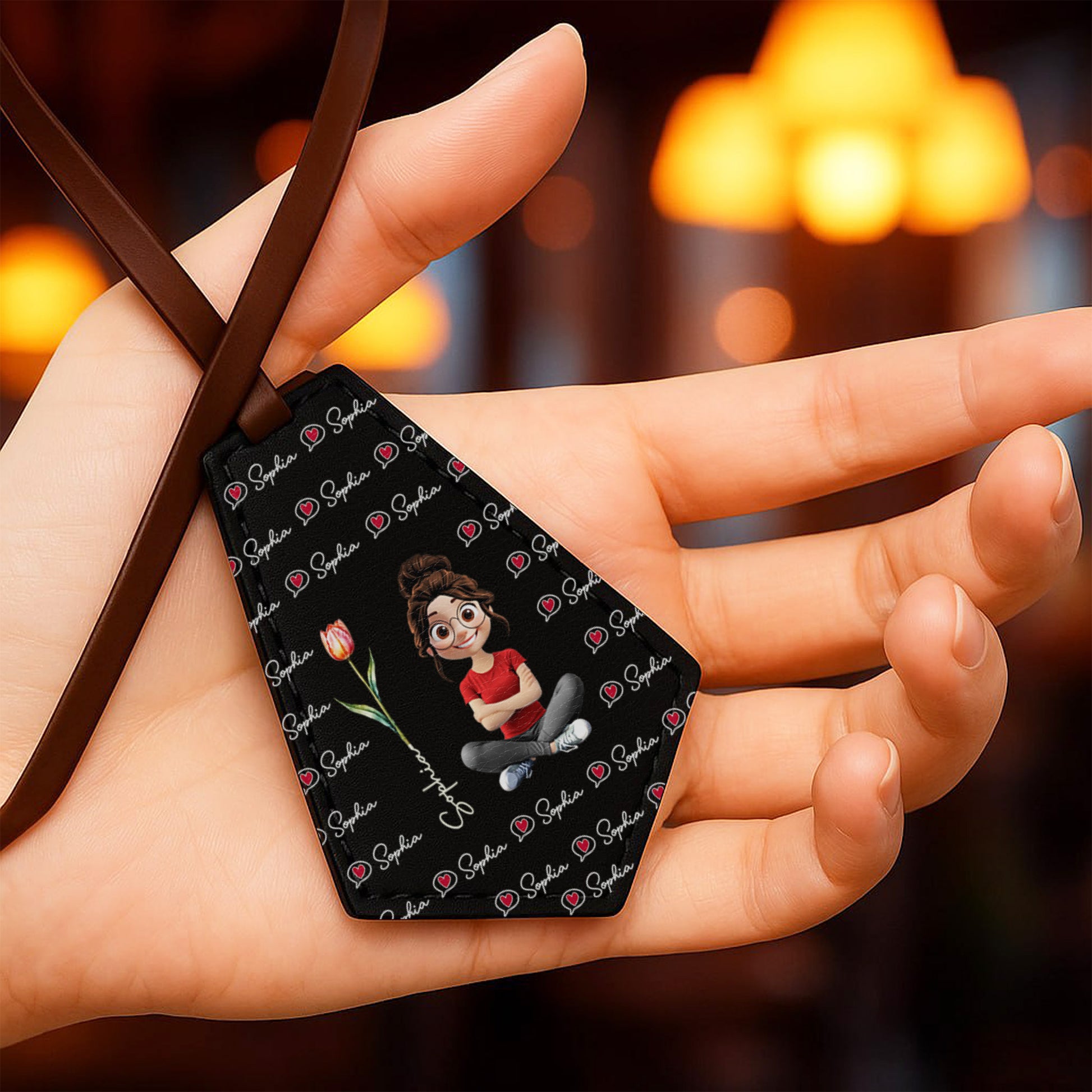 Personalized Tag With Hearts And Tulip