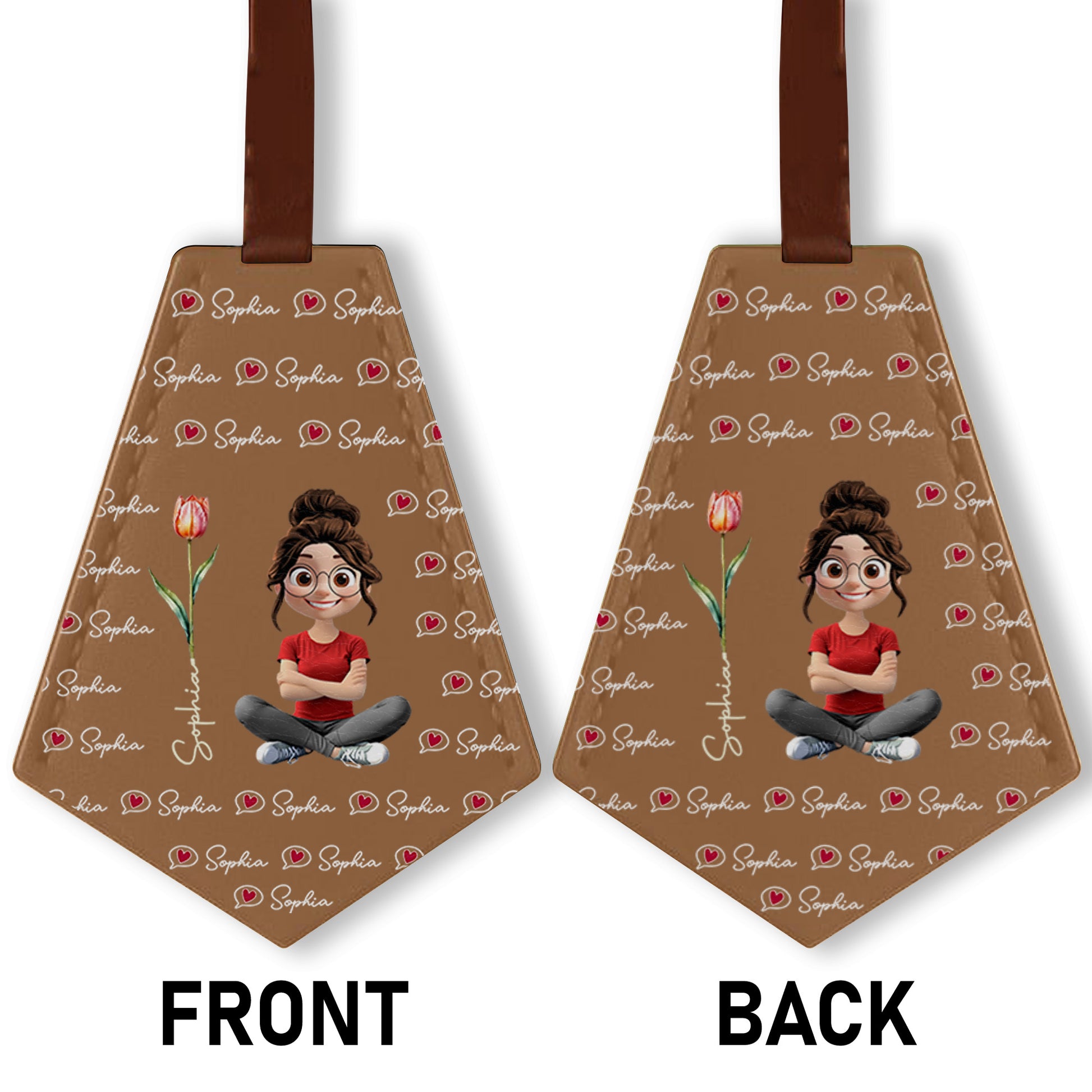 Personalized Tag With Hearts And Tulip