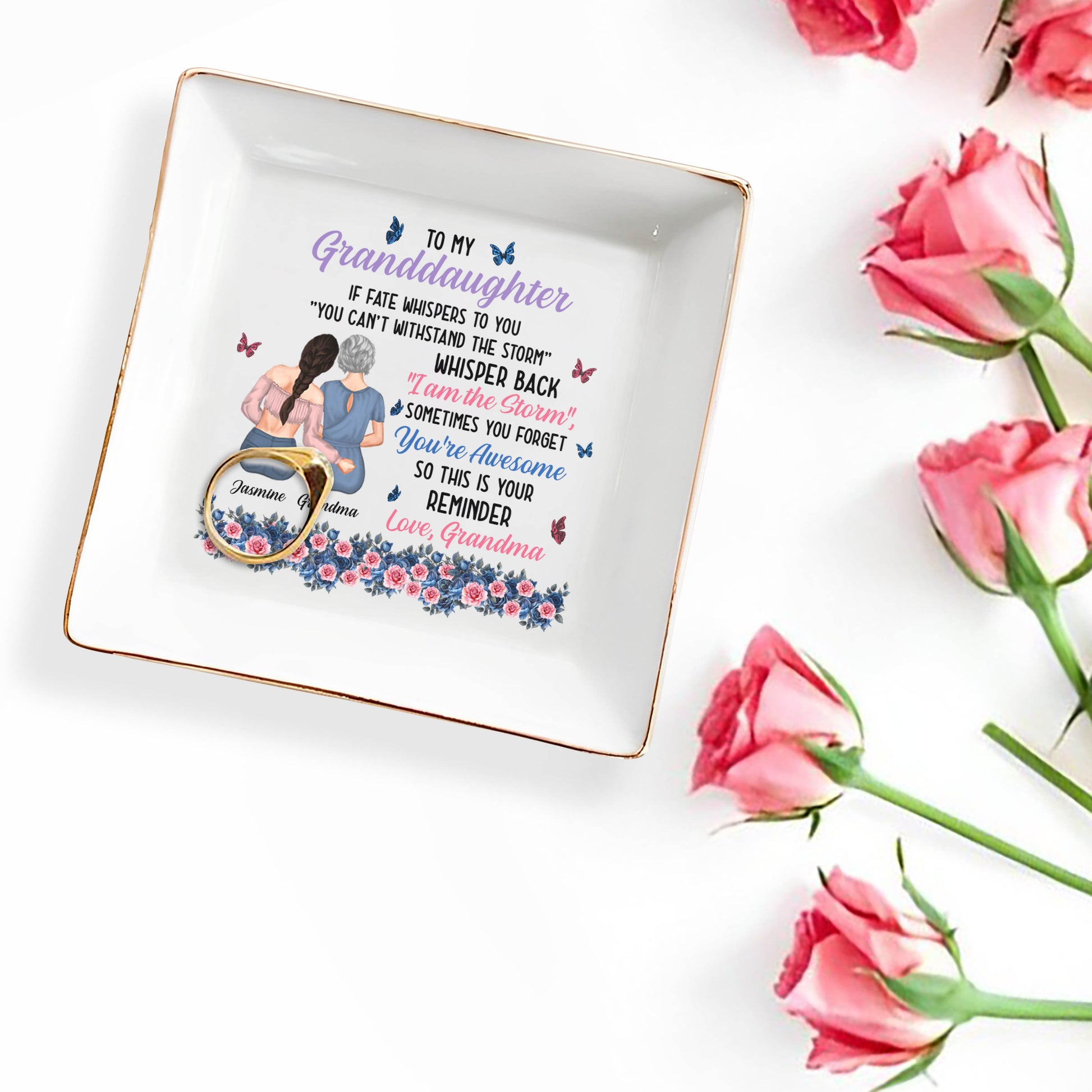 To My Granddaughter, You're Awesome Reminder, Butterflies And Flowers