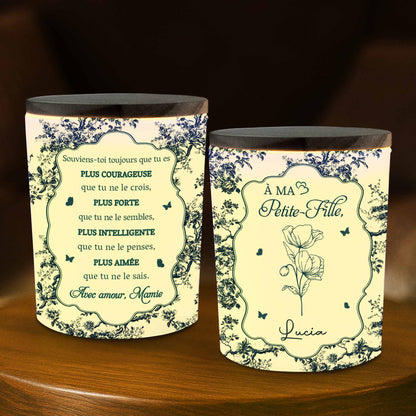 À Ma Petite-Fille, Elegant Floral Design - Personalized Custom Glass Jar With LED - GDT325_LEJAR