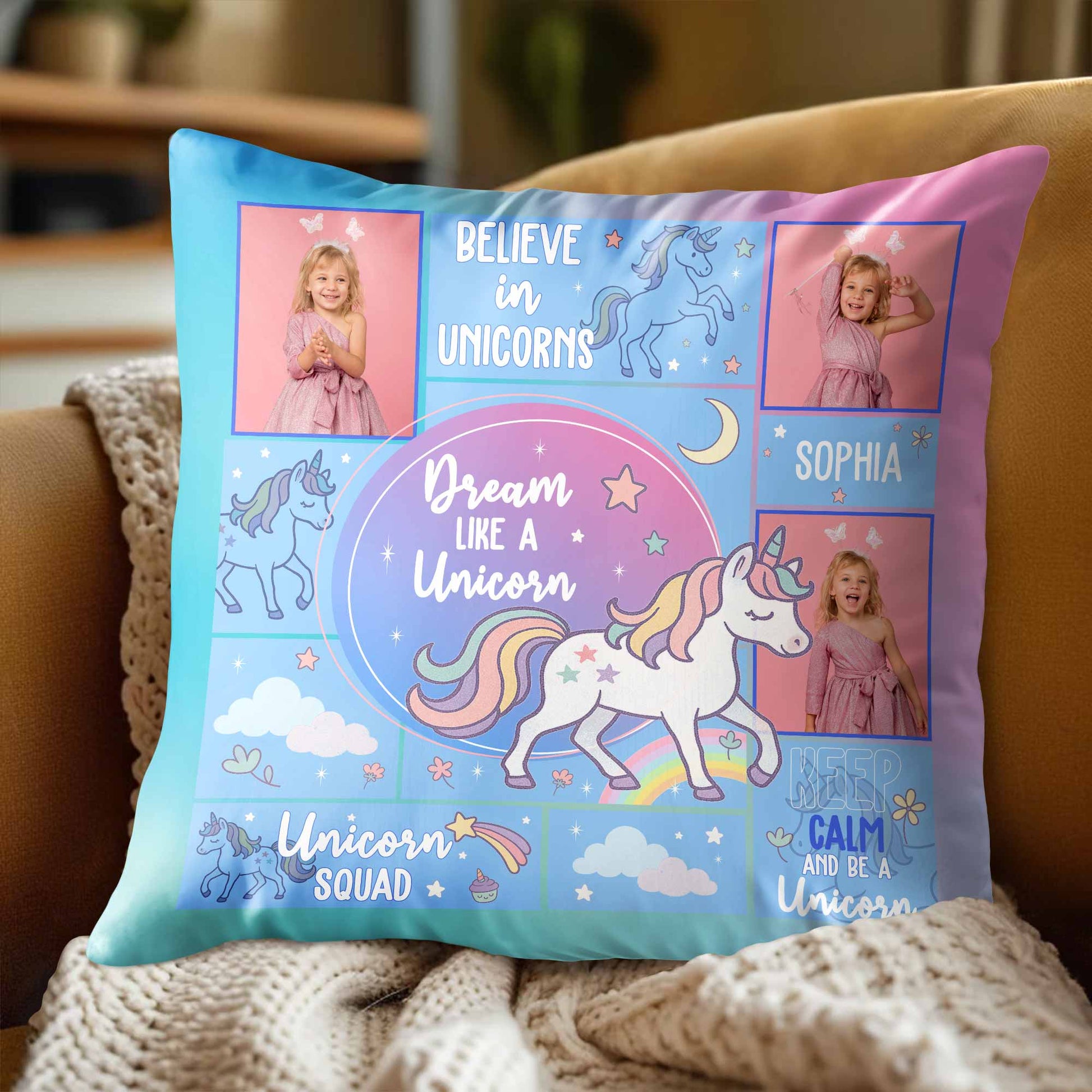 Believe In Unicorns, Dream Like A Unicorn, Custom Pillow